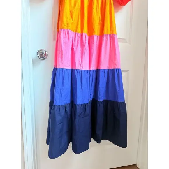 FARM Rio Tiered Colorblock Maxi Dress Paris Summer Rainbow Sundress Blogger Fav - Picture 6 of 11